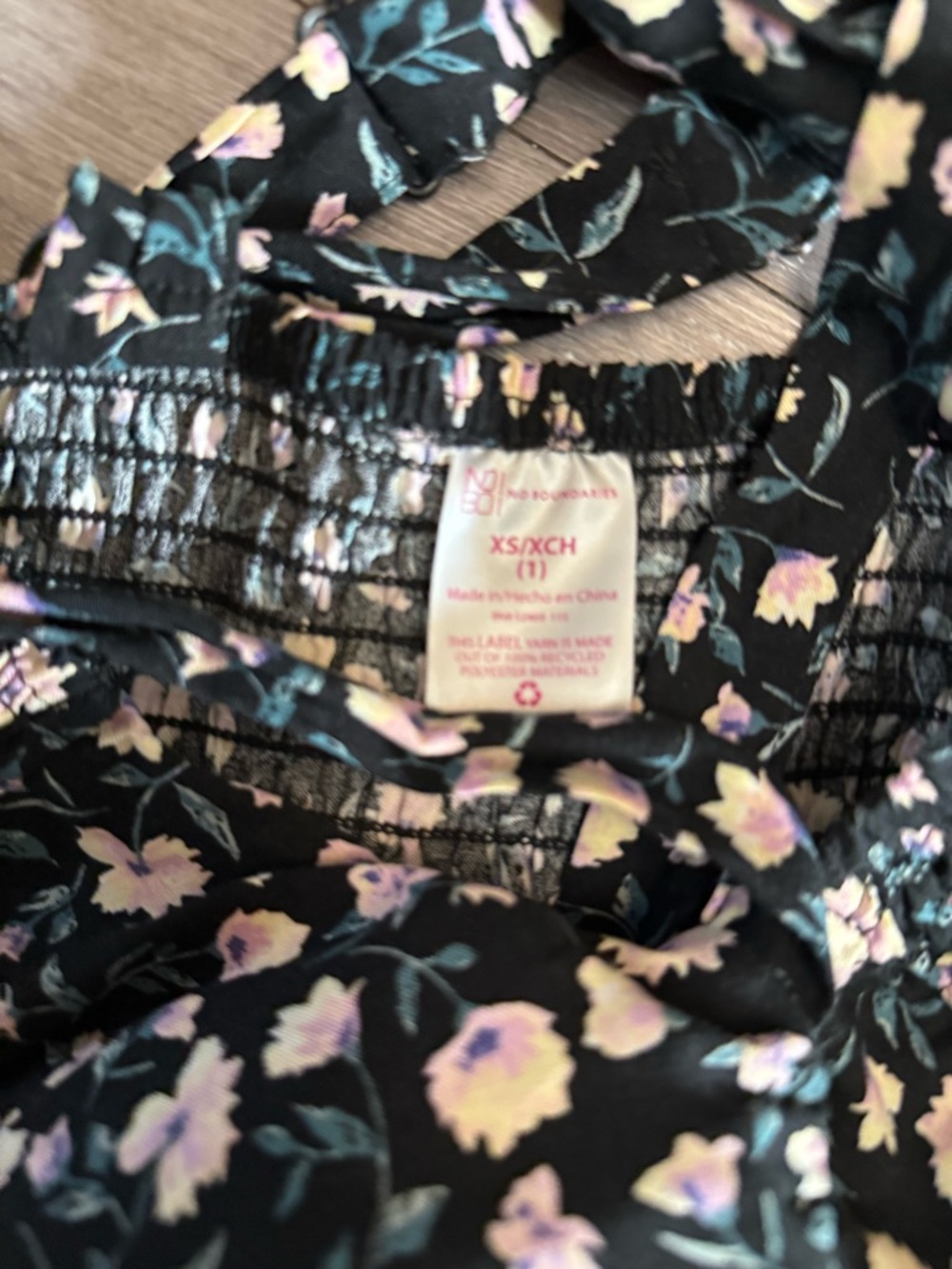 XS No Boundaries Black Floral Sundress with Pastel Blooms - Picture 4 of 4